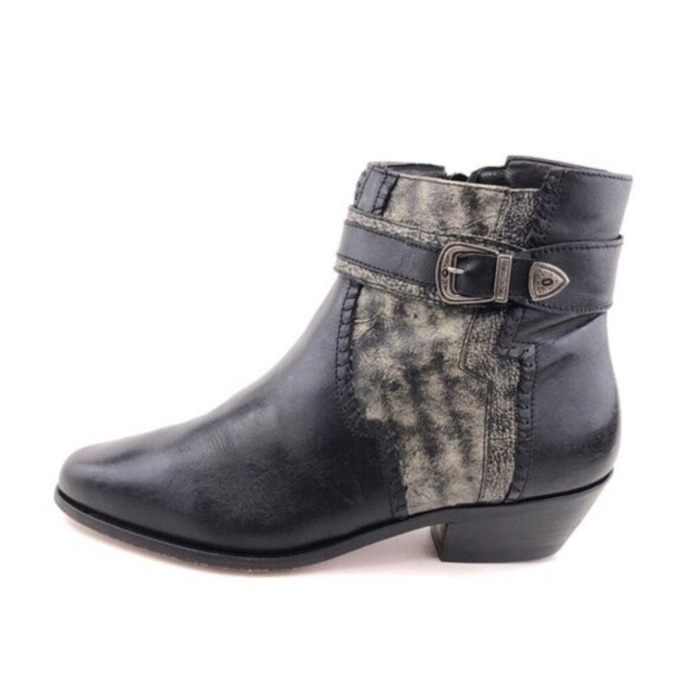 Father & Son Vintage Black Leather Western Ankle Boots Mens 7 D